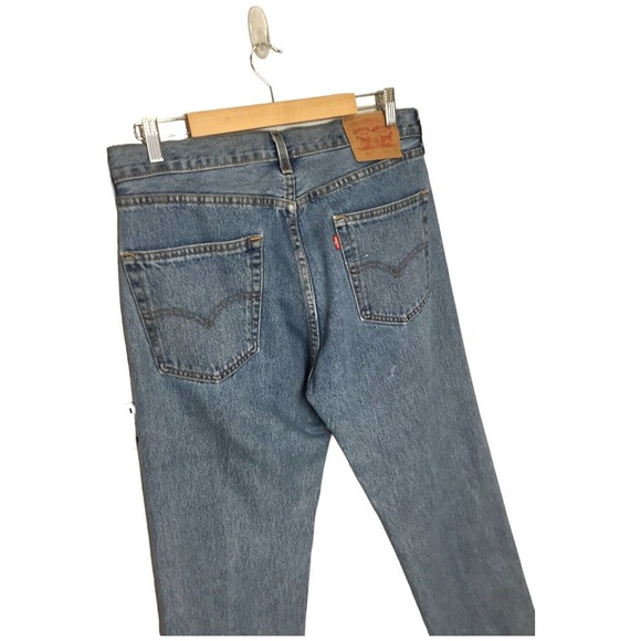 Levis 505 Mens Rigid Denim Straight Jeans Light Wash Blue 34 x 29 - Picture 5 of 8